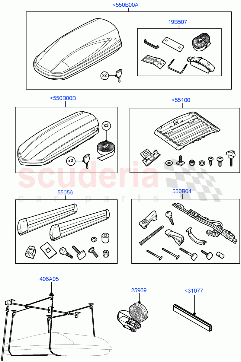 Carriers & Boxes(Itatiaia (Brazil)) of Land Rover Land Rover Range Rover Evoque (2019+) [1.5 I3 Turbo Petrol AJ20P3]