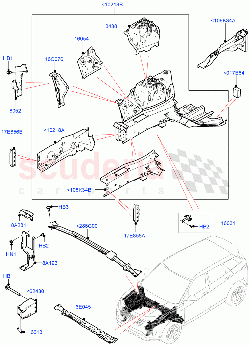 Front Panels, Aprons & Side Members (Reinforcement - Member) (Itatiaia (Brazil)) of Land Rover Land Rover Range Rover Evoque (2019+) [1.5 I3 Turbo Petrol AJ20P3]
