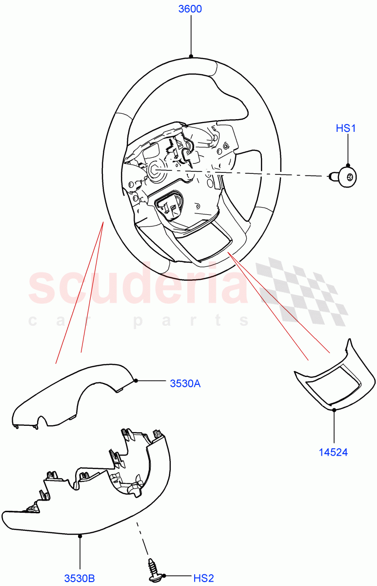 Steering Wheel((V)TOLA999999) of Land Rover Land Rover Range Rover Velar (2017+) [3.0 I6 Turbo Diesel AJ20D6]