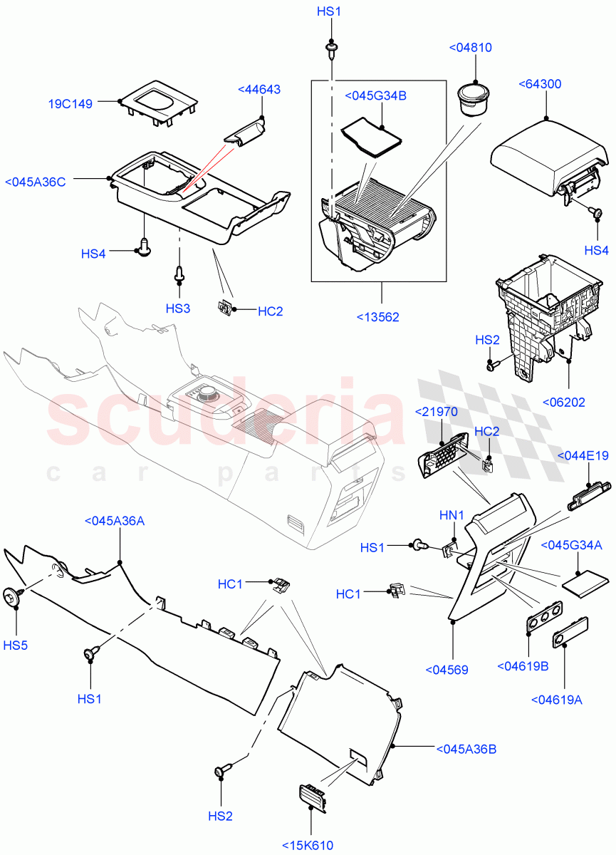 Console - Floor(External Components)(Changsu (China))((V)FROMFG000001,(V)TOKG446856) of Land Rover Land Rover Discovery Sport (2015+) [2.0 Turbo Diesel AJ21D4]