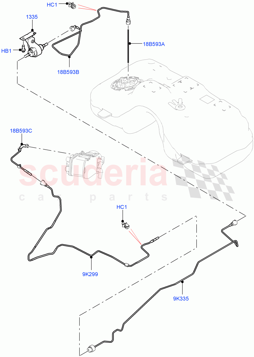 Auxiliary Fuel Fired Pre-Heater(Heater Fuel Supply)(Halewood (UK),With Fuel Fired Heater,Fuel Fired Heater With Park Heat,Fuel Heater W/Pk Heat With Remote)((V)FROMLH000001) of Land Rover Land Rover Discovery Sport (2015+) [2.0 Turbo Diesel AJ21D4]