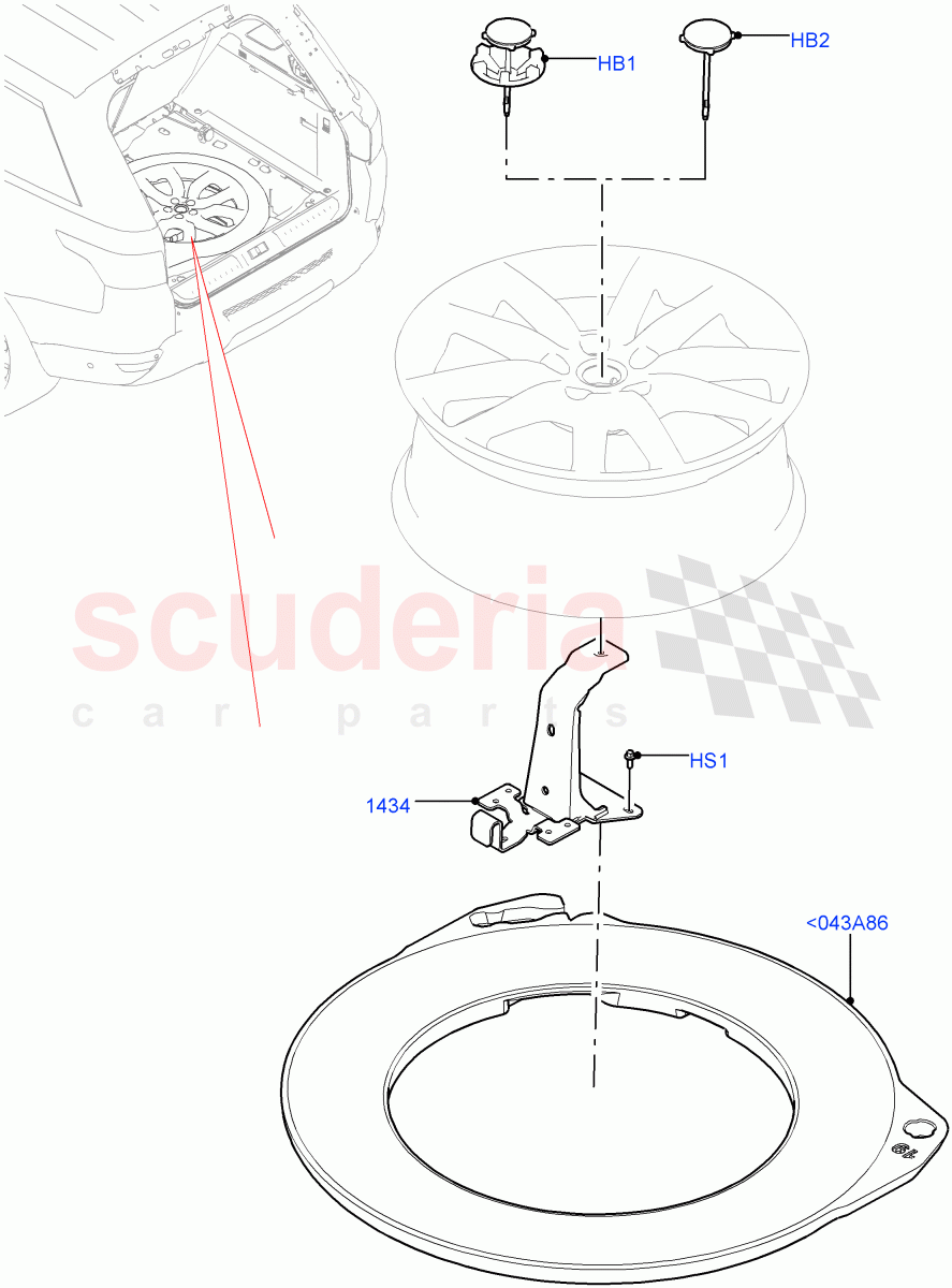 Spare Wheel Carrier(With 5 Seat Configuration)((V)FROMJA000001) of Land Rover Land Rover Range Rover Sport (2014+) [2.0 Turbo Petrol GTDI]