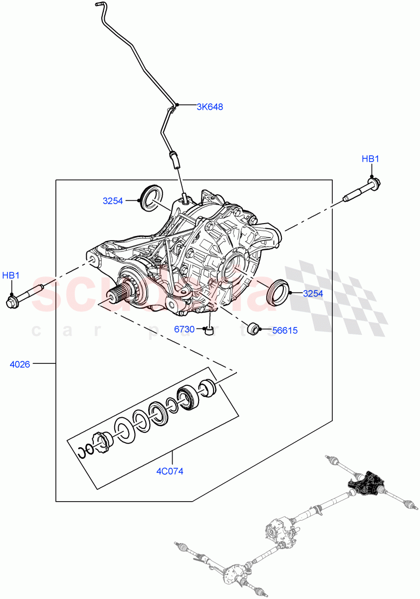 Rear Axle(Rear Axle Open Diff w/TVBB) of Land Rover Land Rover Range Rover (2022+) [3.0 I6 Turbo Petrol AJ20P6]