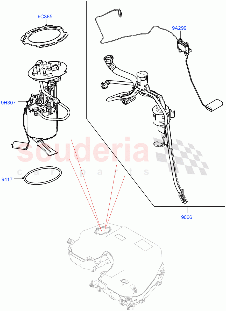 Fuel Pump And Sender Unit(4.4L DOHC DITC V8 Diesel)((V)FROMHA000001) of Land Rover Land Rover Range Rover (2012-2021) [4.4 DOHC Diesel V8 DITC]