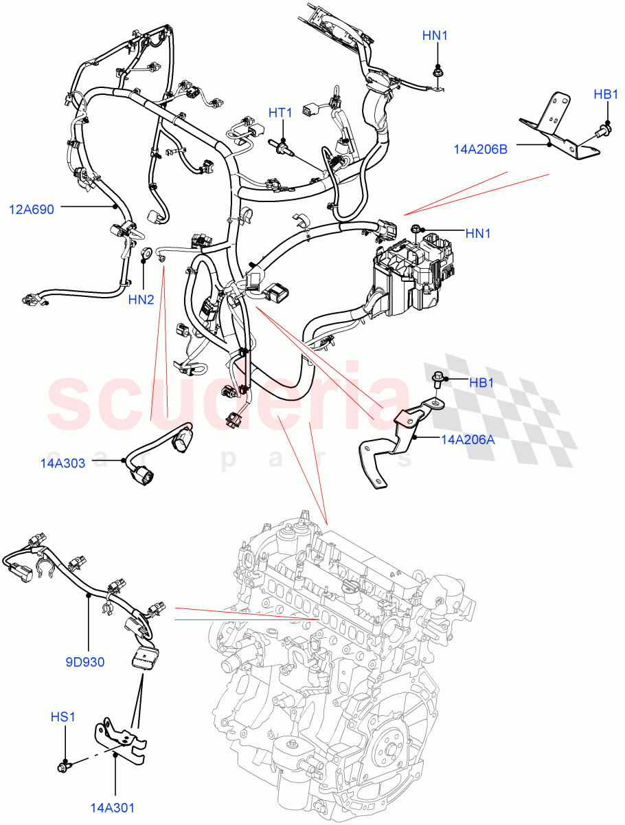 Electrical Wiring - Engine And Dash (Engine) (2.0L 16V TIVCT T/C 240PS Petrol, Changsu (China)) ((V) FROMEG000001) of Land Rover Land Rover Range Rover Evoque (2012-2018) [2.2 Single Turbo Diesel]