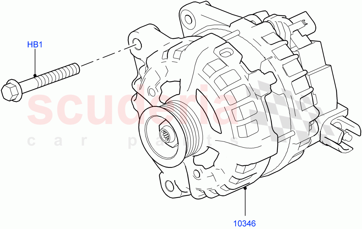 Alternator And Mountings(Solihull Plant Build)(2.0L I4 DSL MID DOHC AJ200,2.0L I4 High DOHC AJ200 Petrol,2.0L I4 DSL HIGH DOHC AJ200)((V)FROMHA000001) of Land Rover Land Rover Discovery 5 (2017+) [3.0 Diesel 24V DOHC TC]