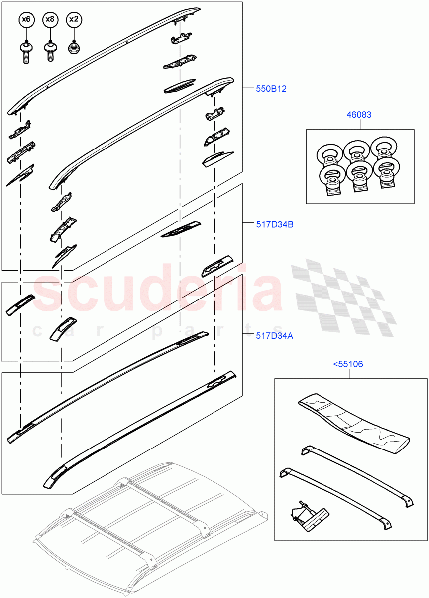 Roof Rails & Crossbars(Accessory)(Halewood (UK),Itatiaia (Brazil)) of Land Rover Land Rover Range Rover Evoque (2012-2018) [2.2 Single Turbo Diesel]