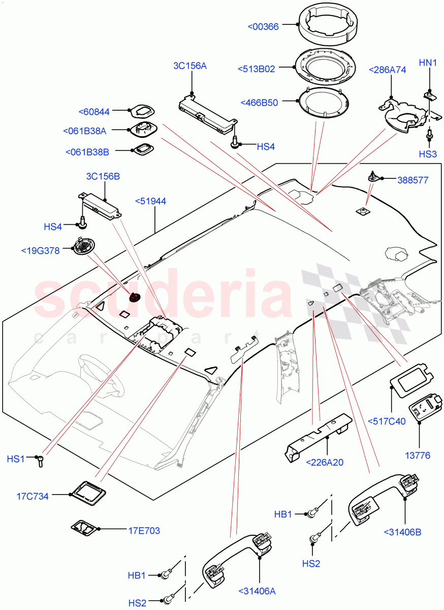 Headlining And Sun Visors(Less Panorama Roof,Halewood (UK)) of Land Rover Land Rover Discovery Sport (2015+) [2.0 Turbo Diesel AJ21D4]