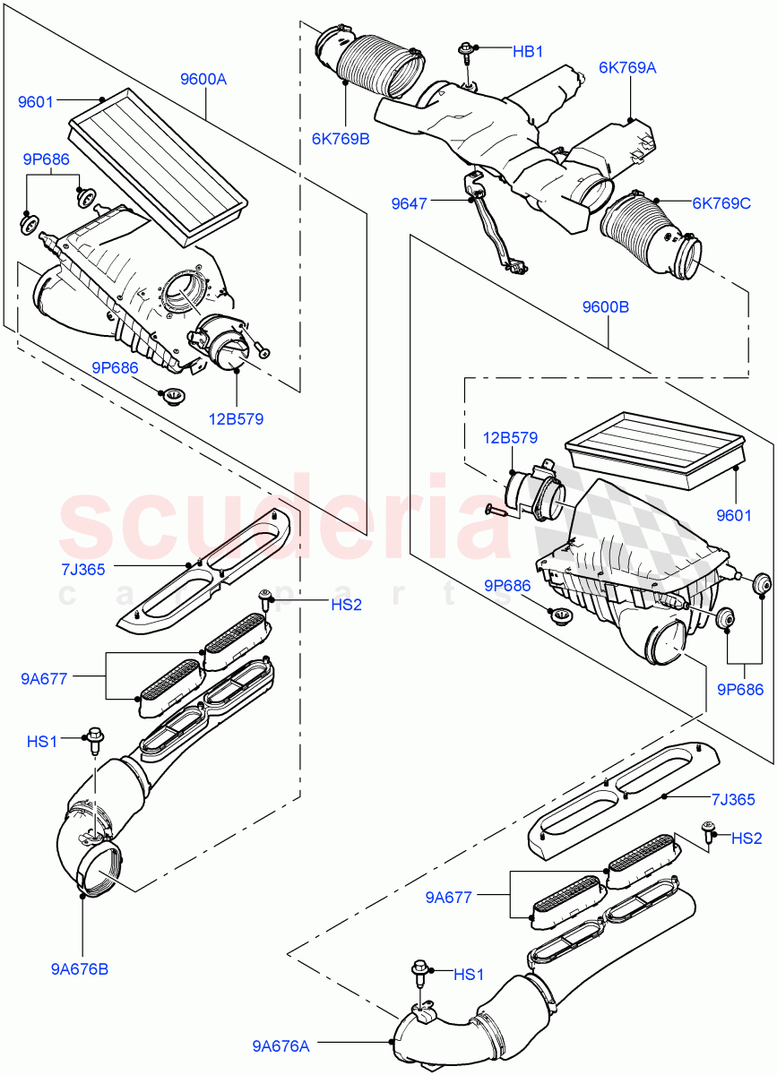 Air Cleaner(5.0L OHC SGDI SC V8 Petrol - AJ133,5.0 Petrol AJ133 DOHC CDA,5.0L P AJ133 DOHC CDA S/C Enhanced) of Land Rover Land Rover Range Rover Sport (2014+) [5.0 OHC SGDI SC V8 Petrol]