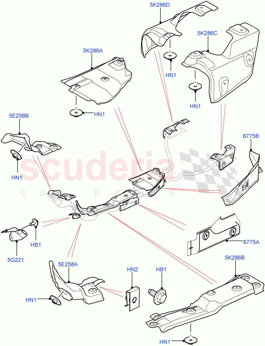 Heat Shields - Exhaust System(5.0L OHC SGDI NA V8 Petrol - AJ133)((V)FROMAA000001) of Land Rover Land Rover Discovery 4 (2010-2016) [5.0 OHC SGDI NA V8 Petrol]