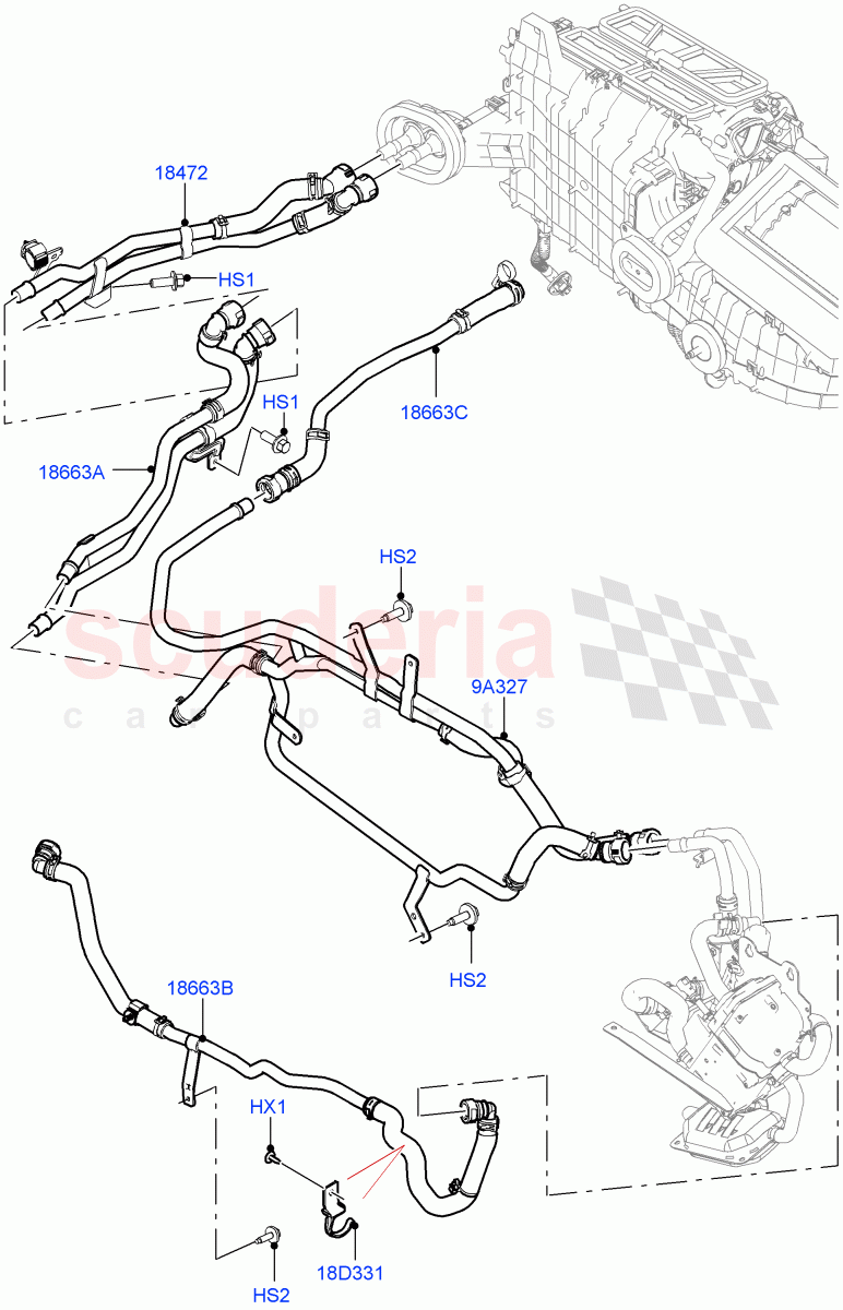 Heater Hoses(3.0 V6 D Gen2 Twin Turbo,Fuel Heater W/Pk Heat With Remote) of Land Rover Land Rover Range Rover Velar (2017+) [3.0 I6 Turbo Diesel AJ20D6]