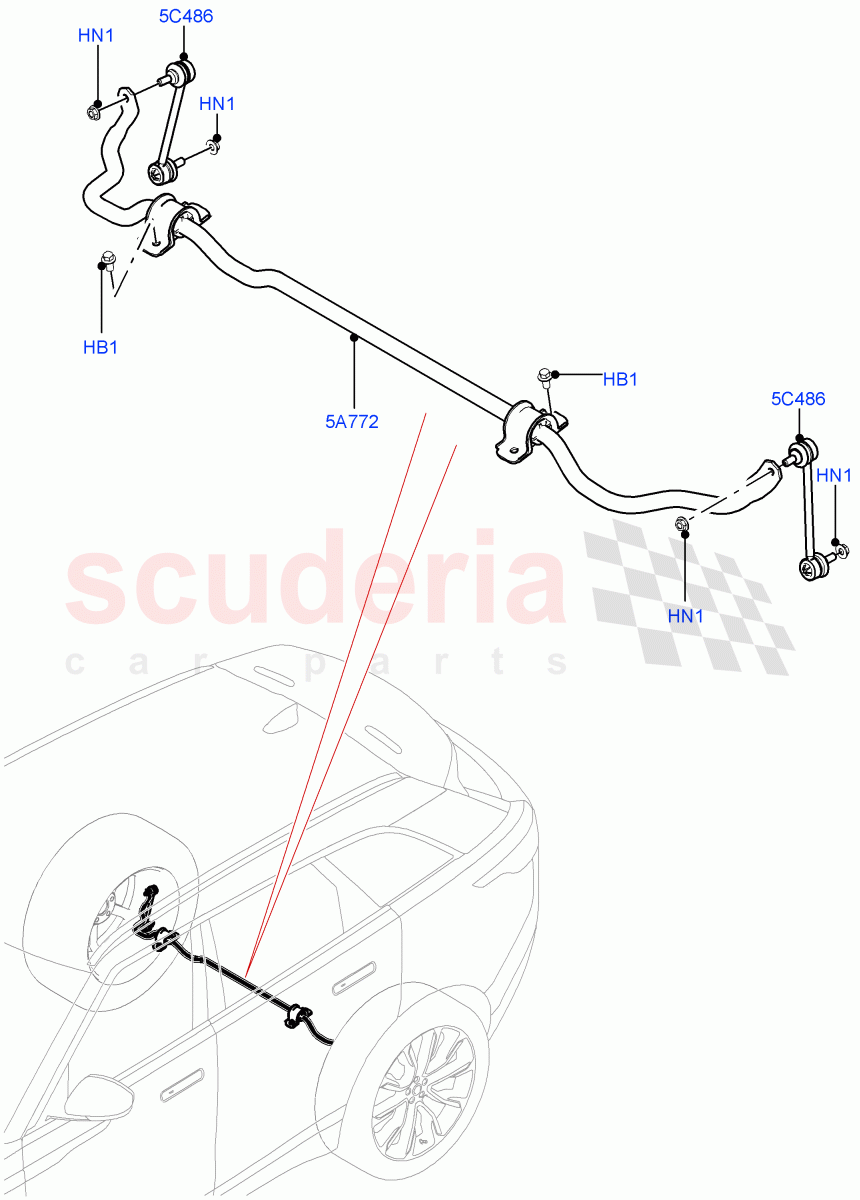 Rear Cross Member & Stabilizer Bar(Conventional Stabilizer Bar)(Electric Engine Battery-MHEV,Less Electric Engine Battery) of Land Rover Land Rover Range Rover Velar (2017+) [5.0 OHC SGDI SC V8 Petrol]