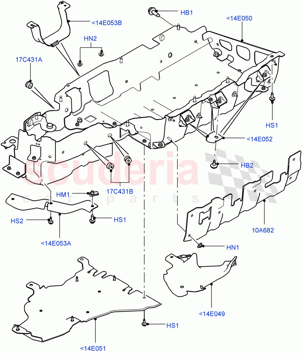 Hybrid Electrical Modules(Traction Battery And Inverter Cradle)(3.0 V6 D Gen2 Twin Turbo,8 Speed Auto Trans ZF 8HP70 HEV 4WD,3.0 V6 Diesel Electric Hybrid Eng,3.0 V6 D Gen2 Mono Turbo)((V)FROMFA000001) of Land Rover Land Rover Range Rover (2012-2021) [3.0 I6 Turbo Petrol AJ20P6]