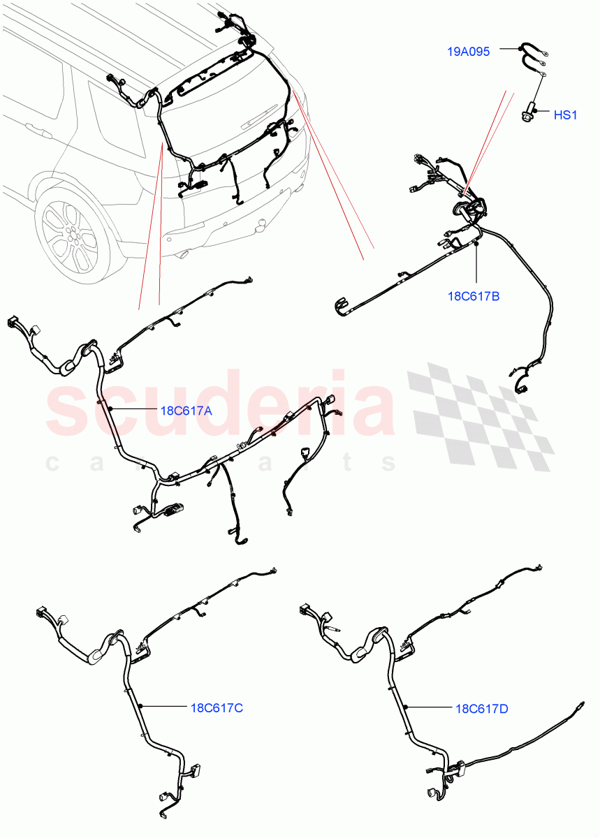 Electrical Wiring - Body And Rear(Tailgate)(Halewood (UK)) of Land Rover Land Rover Discovery Sport (2015+) [2.0 Turbo Diesel AJ21D4]