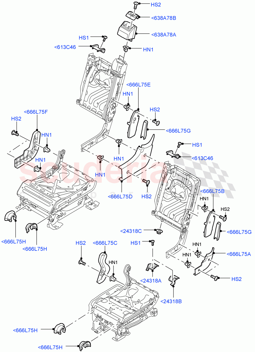 Rear Seat Frame(Finishers)(With 35/30/35 Split Fold Rear Seat)((V)FROMAA000001) of Land Rover Land Rover Discovery 4 (2010-2016) [4.0 Petrol V6]