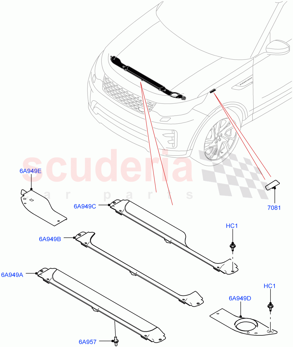 Engine Compartment - Covers(Solihull Plant Build)((V)FROMHA000001,(V)TOJA077749) of Land Rover Land Rover Discovery 5 (2017+) [3.0 Diesel 24V DOHC TC]