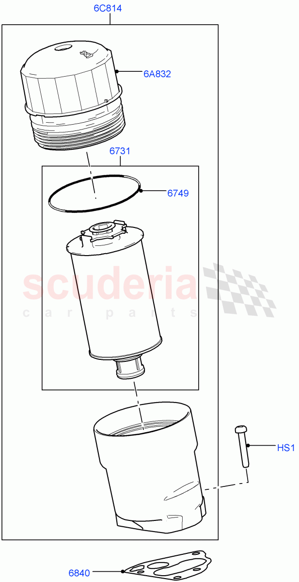 Oil Cooler And Filter (Filter) (5.0L OHC SGDI SC V8 Petrol - AJ133, 5.0 Petrol AJ133 DOHC CDA, 5.0L P AJ133 DOHC CDA S/C Enhanced) ((V) FROMAA000001) of Land Rover Land Rover Range Rover Sport (2014+) [5.0 OHC SGDI SC V8 Petrol]