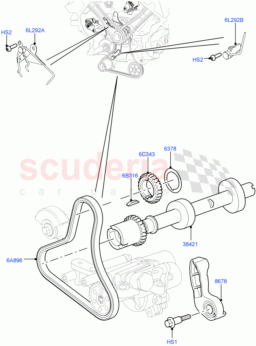 Timing Gear (Auxiliary Drive, Solihull Plant Build) (3.0L DOHC GDI SC V6 PETROL) ((V) FROMEA000001) of Land Rover Land Rover Discovery 5 (2017+) [3.0 DOHC GDI SC V6 Petrol]