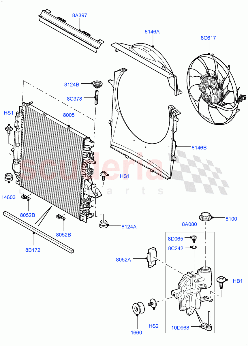 Radiator/Coolant Overflow Container (Main Unit) (3.0L DOHC GDI SC V6 PETROL) ((V) FROMEA000001) of Land Rover Land Rover Discovery 4 (2010-2016) [3.0 DOHC GDI SC V6 Petrol]