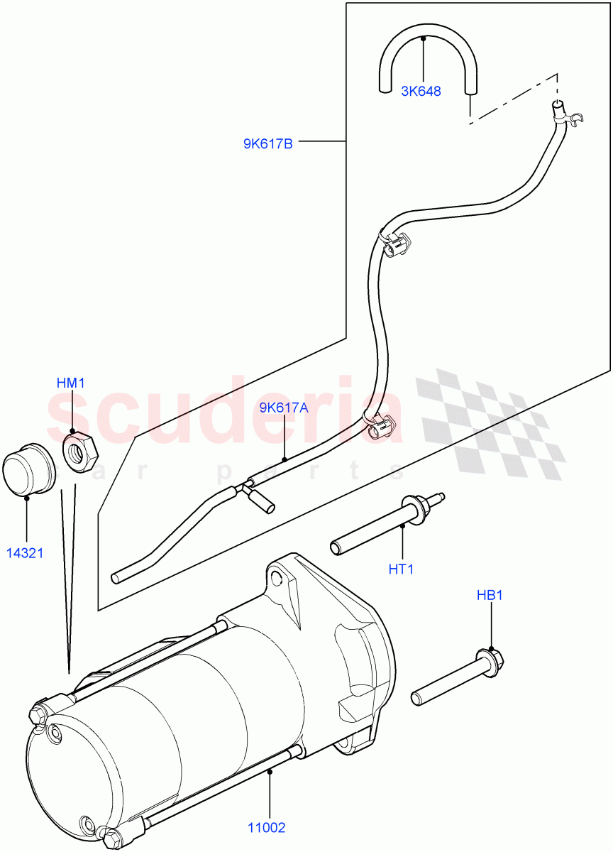 Starter Motor (4.4L DOHC DITC V8 Diesel) ((V) FROMBA000001) of Land Rover Land Rover Range Rover (2010-2012) [4.4 DOHC Diesel V8 DITC]
