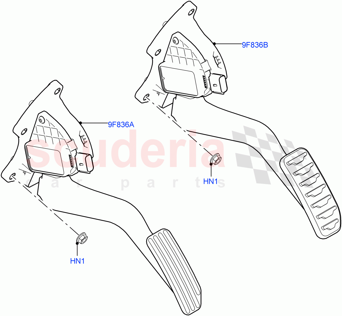 Accelerator/Injection Pump Controls(2.0L I4 High DOHC AJ200 Petrol,Changsu (China),2.0L I4 Mid DOHC AJ200 Petrol,2.0L AJ20P4 Petrol Mid PTA,2.0L AJ20P4 Petrol High PTA) of Land Rover Land Rover Discovery Sport (2015+) [2.0 Turbo Petrol AJ200P]