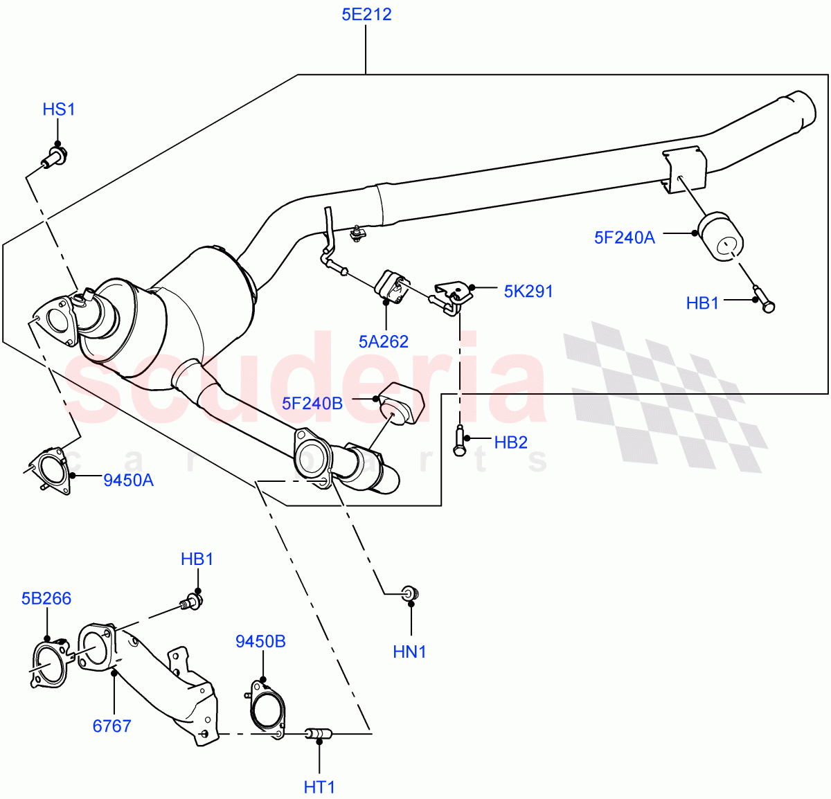 Exhaust System(Front)(4.4L DOHC DITC V8 Diesel,Euro Stage 4 Emissions)((V)FROMGA000001) of Land Rover Land Rover Range Rover (2012-2021) [4.4 DOHC Diesel V8 DITC]