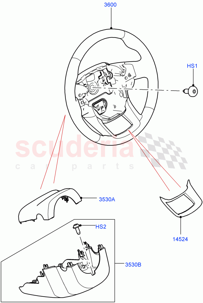 Steering Wheel(Halewood (UK))((V)FROMLH000001,(V)TOLH999999) of Land Rover Land Rover Discovery Sport (2015+) [2.0 Turbo Diesel]