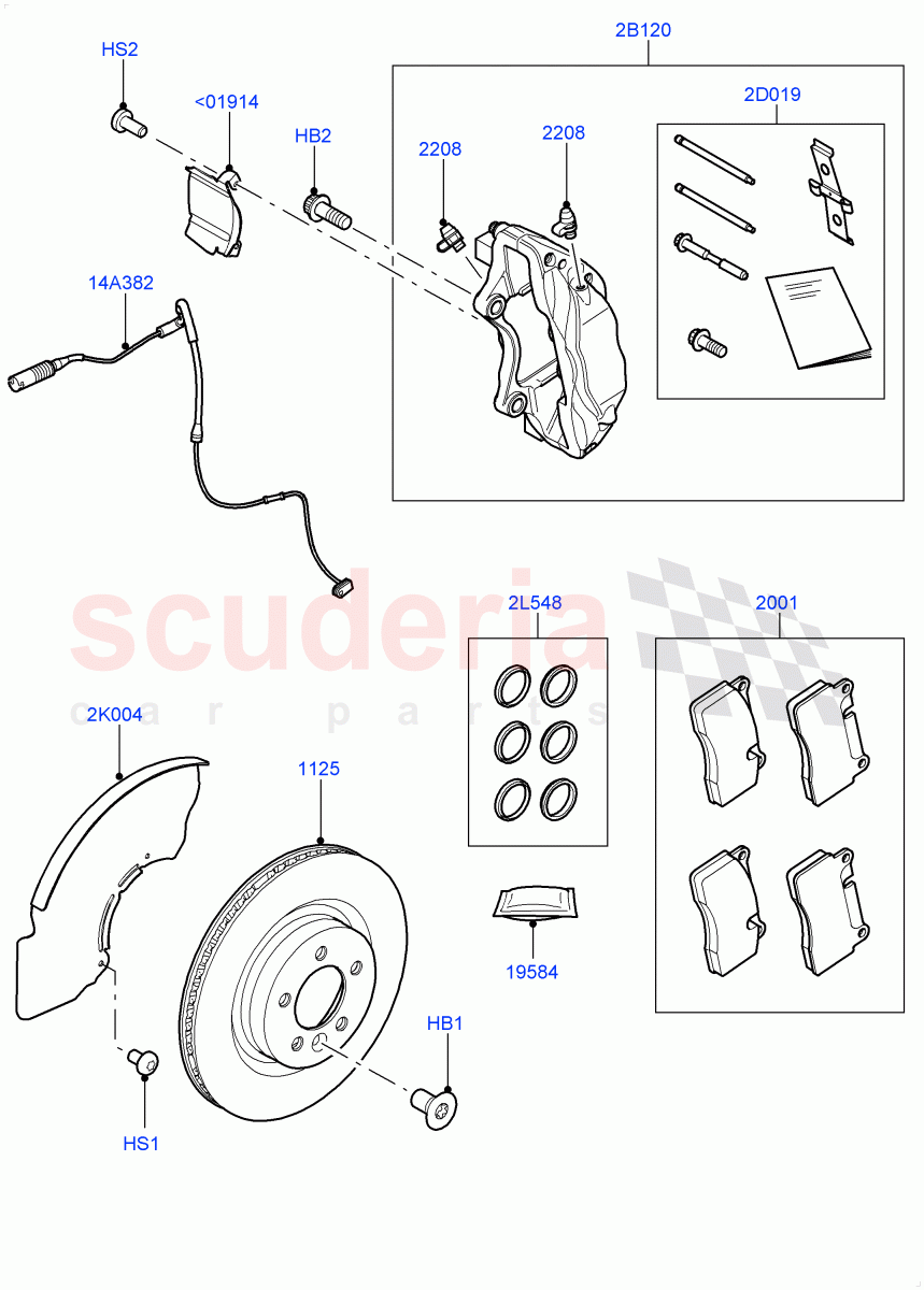 Front Brake Discs And Calipers (3.0L DOHC GDI SC V6 PETROL, Engine Power Source - 380PS/450NM) ((V) FROMGA600000, (V) TOGA652128) of Land Rover Land Rover Range Rover Sport (2014+) [2.0 Turbo Diesel]