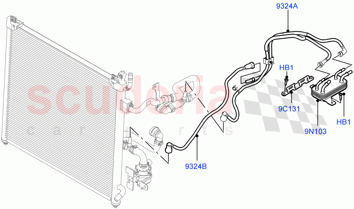 Fuel Cooler Assembly(Solihull Plant Build)(2.0L I4 DSL HIGH DOHC AJ200,2.0L I4 DSL MID DOHC AJ200)((V)FROMHA000001) of Land Rover Land Rover Range Rover Sport (2014+) [2.0 Turbo Diesel]