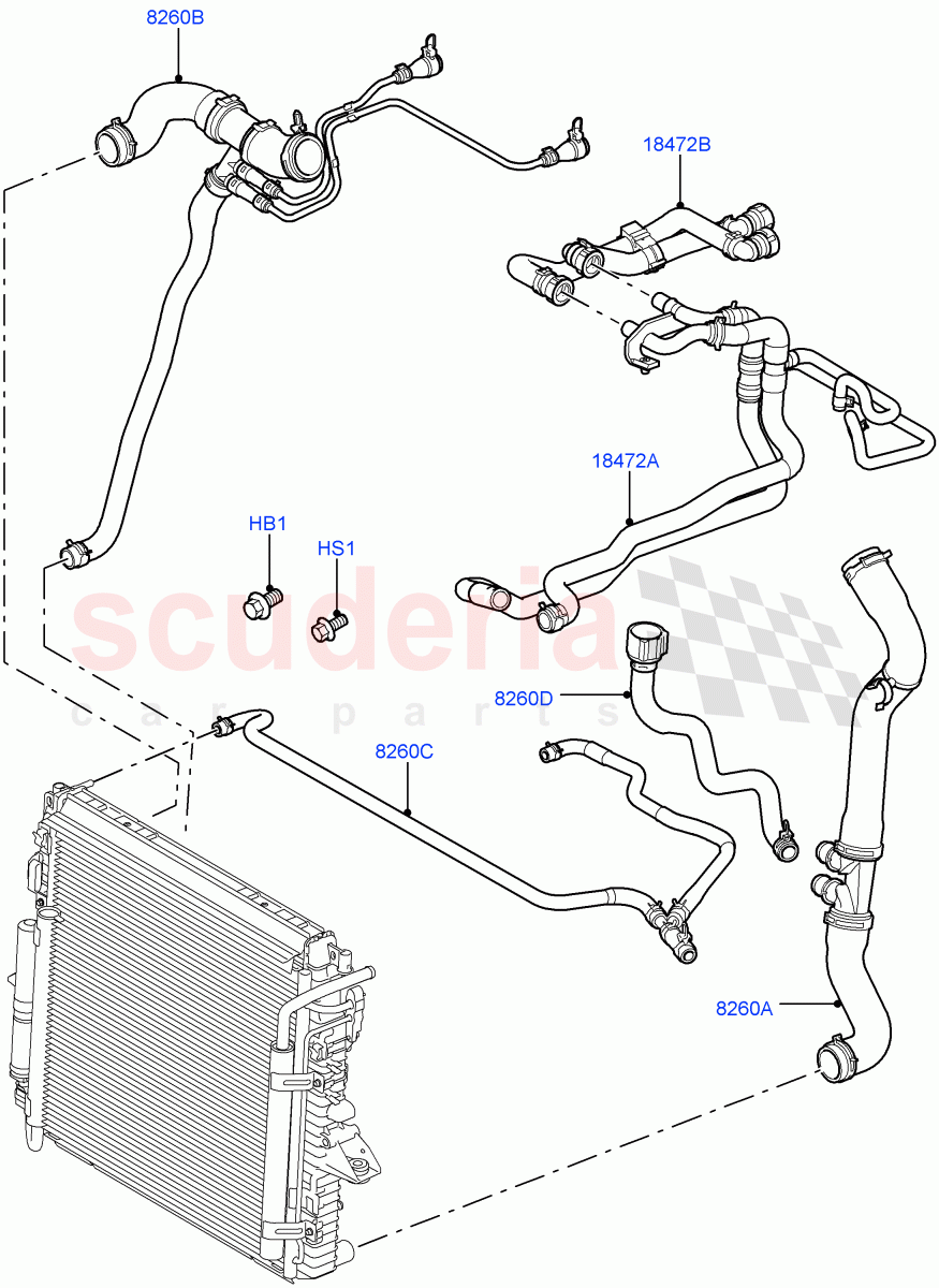 Cooling System Pipes And Hoses(AJ Petrol 4.2 V8 Supercharged) of Land Rover Land Rover Range Rover Sport (2005-2009) [4.2 Petrol V8 Supercharged]