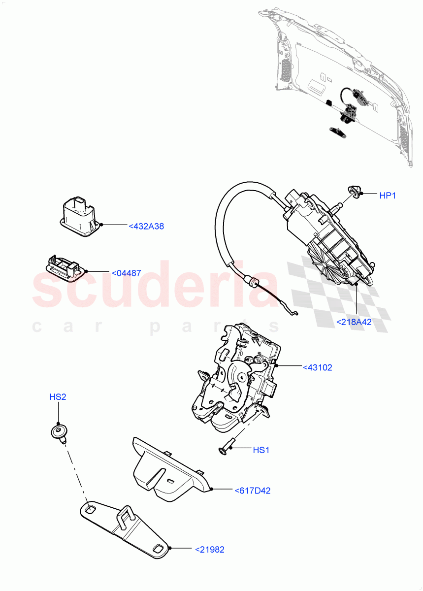 Luggage Compt/Tailgte Lock Controls (Itatiaia (Brazil)) of Land Rover Land Rover Range Rover Evoque (2019+) [1.5 I3 Turbo Petrol AJ20P3]