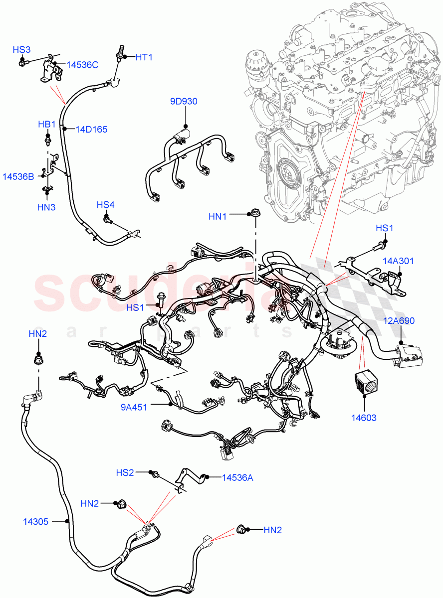 Engine Harness(2.0L I4 High DOHC AJ200 Petrol) of Land Rover Land Rover Defender (2020+) [3.0 I6 Turbo Diesel AJ20D6]