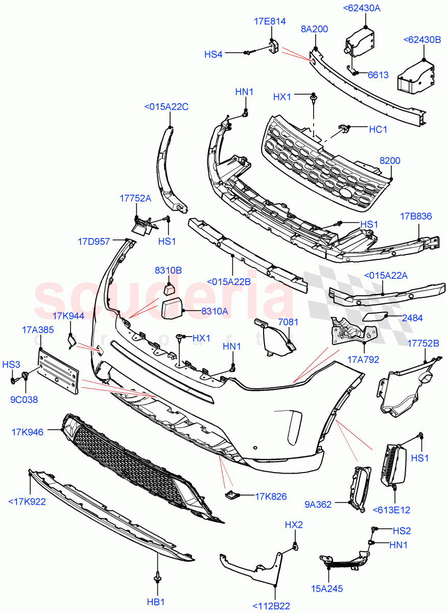 Radiator Grille And Front Bumper(Changsu (China),Front Bumper - Painted Body Colour)((V)FROMKG446857) of Land Rover Land Rover Discovery Sport (2015+) [2.0 Turbo Diesel AJ21D4]