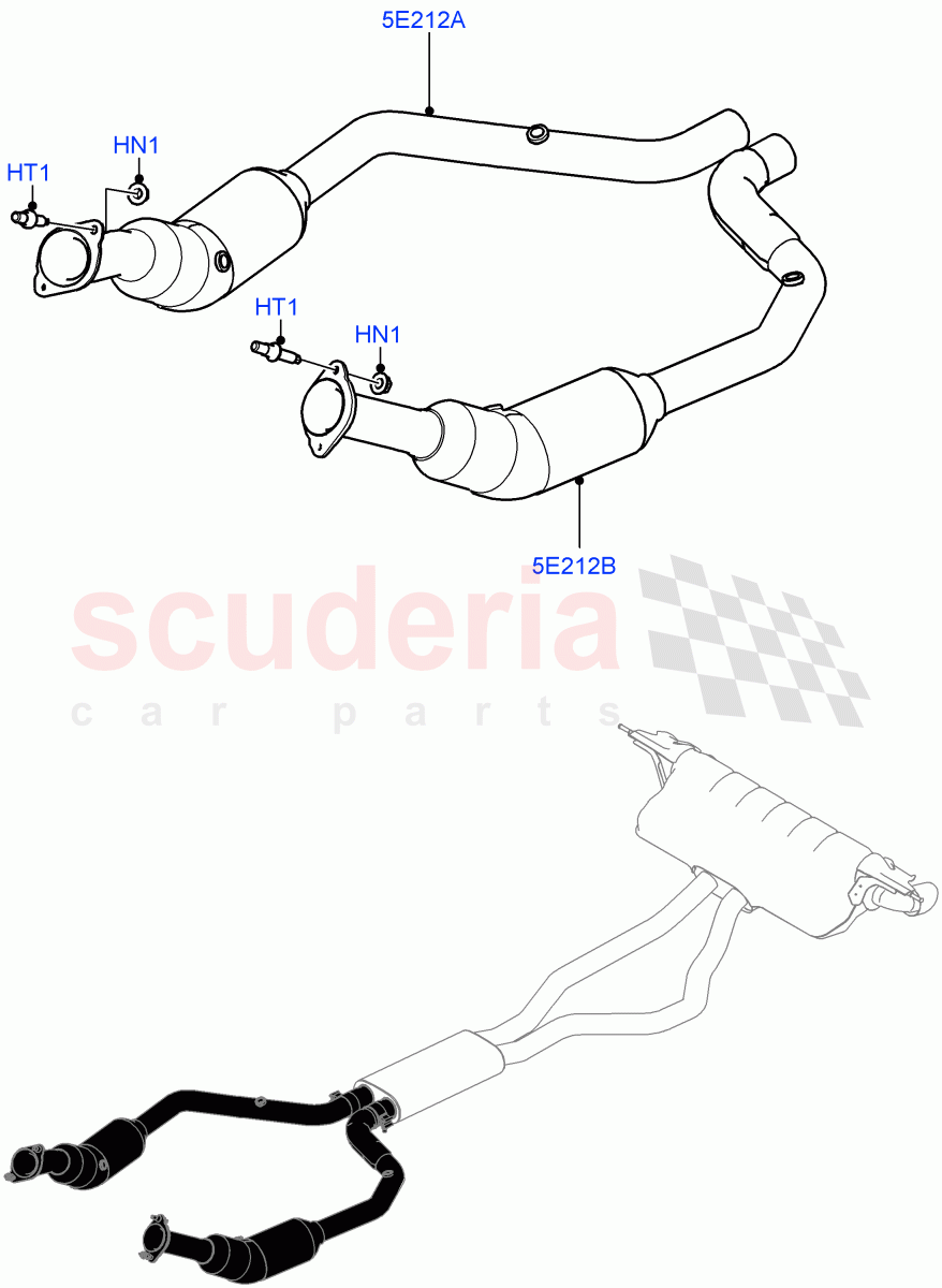 Front Exhaust System(Nitra Plant Build)(5.0 Petrol AJ133 DOHC CDA,Proconve L6 Emissions,EU6 Emissions,Stage V European Emissions,EU2,ULEV 125 Emission)((V)FROMM2000001) of Land Rover Land Rover Defender (2020+) [5.0 OHC SGDI SC V8 Petrol]