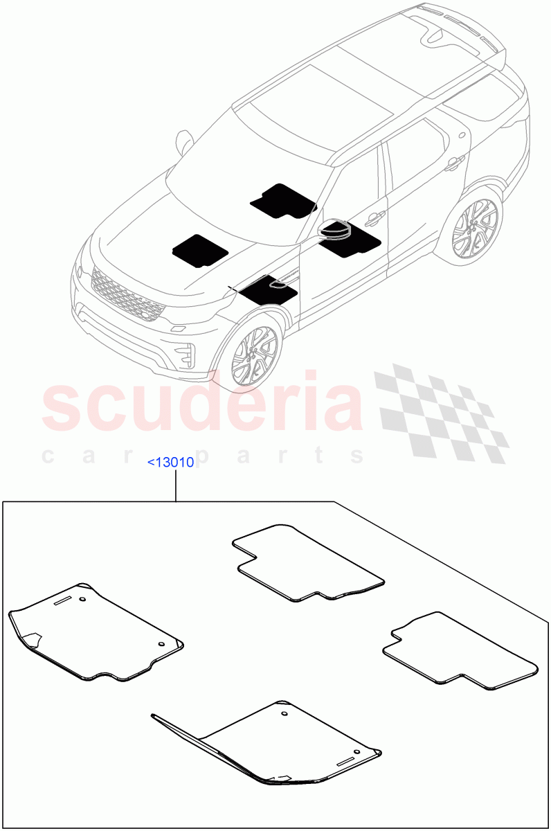 Floor Mats(Solihull Plant Build, Nitra Plant Build) of Land Rover Land Rover Discovery 5 (2017+) [3.0 I6 Turbo Diesel AJ20D6]