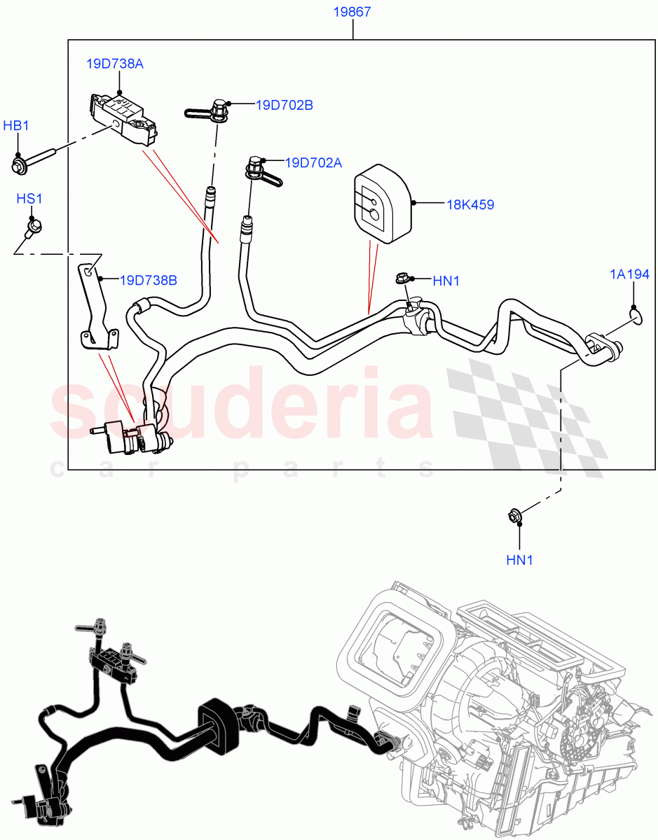 Air Conditioning System(Halewood (UK),Air Con Refrigerant-HF01234YF,Electric Engine Battery-PHEV)((V)FROMLH000001,(V)TOLH999999) of Land Rover Land Rover Discovery Sport (2015+) [1.5 I3 Turbo Petrol AJ20P3]