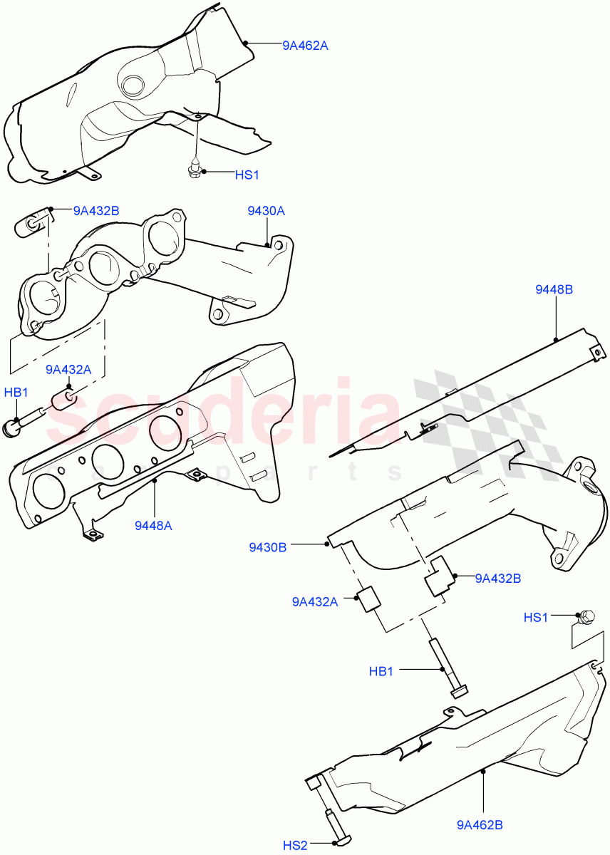 Exhaust Manifold(3.0L DOHC GDI SC V6 PETROL)((V)TOJA999999) of Land Rover Land Rover Range Rover Velar (2017+) [3.0 DOHC GDI SC V6 Petrol]