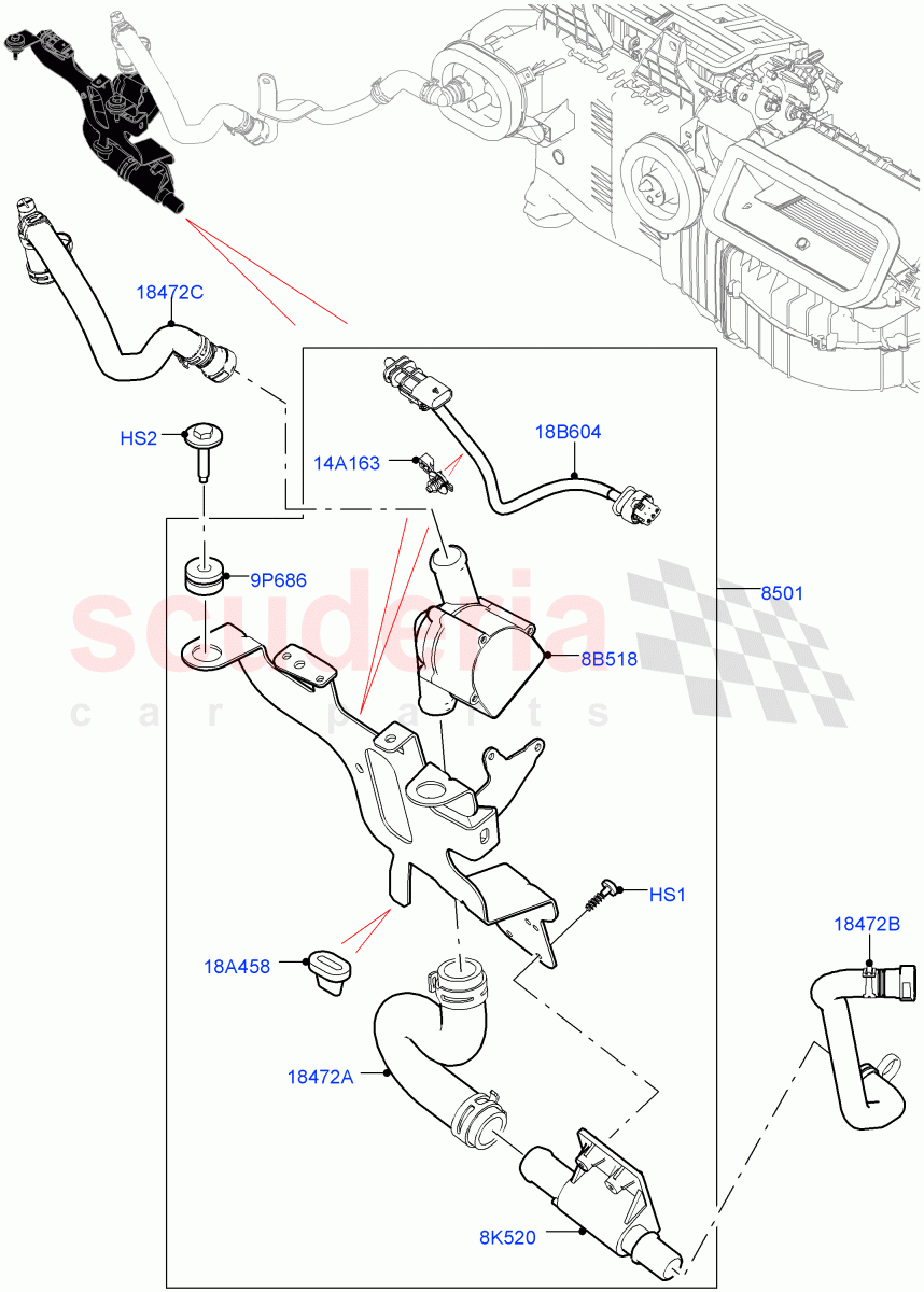 Auxiliary Circulation Coolant Pump (3.0 V6 D Low MT ROW, Electric Auxiliary Coolant Pump, 3.0 V6 D Gen2 Mono Turbo, 5.0L P AJ133 DOHC CDA S/C Enhanced, 3.0L DOHC GDI SC V6 PETROL, 5.0 Petrol AJ133 DOHC CDA) ((V) FROMJA000001) of Land Rover Land Rover Range Rover (2012-2021) [5.0 OHC SGDI SC V8 Petrol]