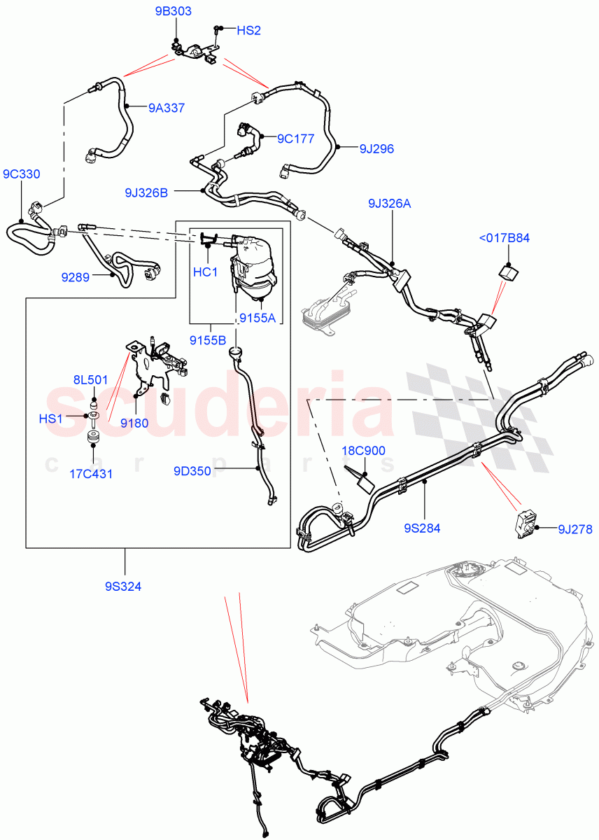 Fuel Lines(2.0L I4 DSL HIGH DOHC AJ200)((V)FROMHA000001) of Land Rover Land Rover Range Rover Sport (2014+) [2.0 Turbo Diesel]