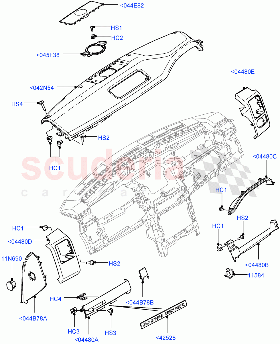 Instrument Panel(External, Upper)((V)FROMAA000001) of Land Rover Land Rover Range Rover (2010-2012) [4.4 DOHC Diesel V8 DITC]