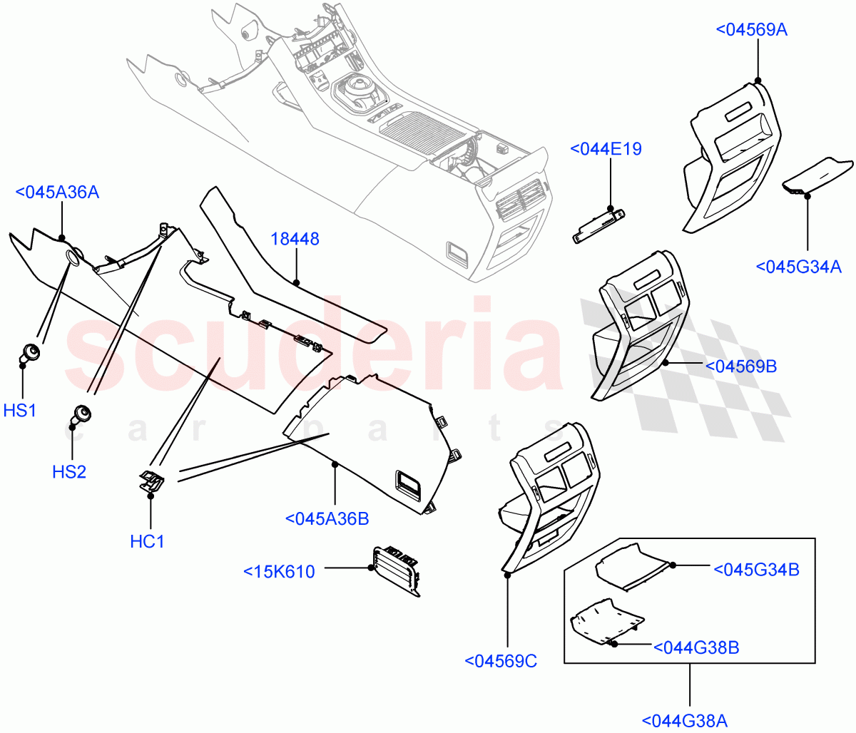 Console - Floor (Trim Side, External Components) (Halewood (UK)) of Land Rover Land Rover Range Rover Evoque (2012-2018) [2.0 Turbo Diesel]