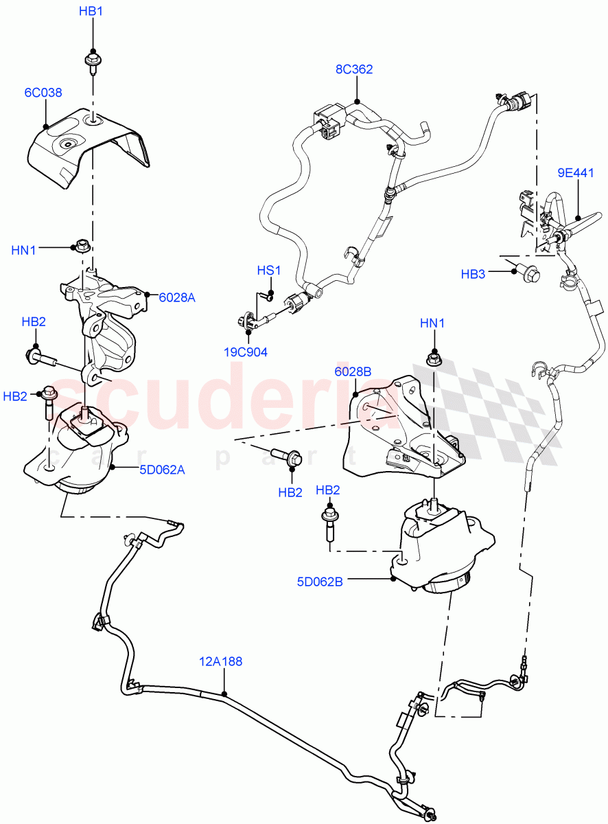 Engine Mounting (2.0L AJ21D4 Diesel Mid) ((V) FROMMA000001) of Land Rover Land Rover Range Rover Velar (2017+) [2.0 Turbo Diesel]
