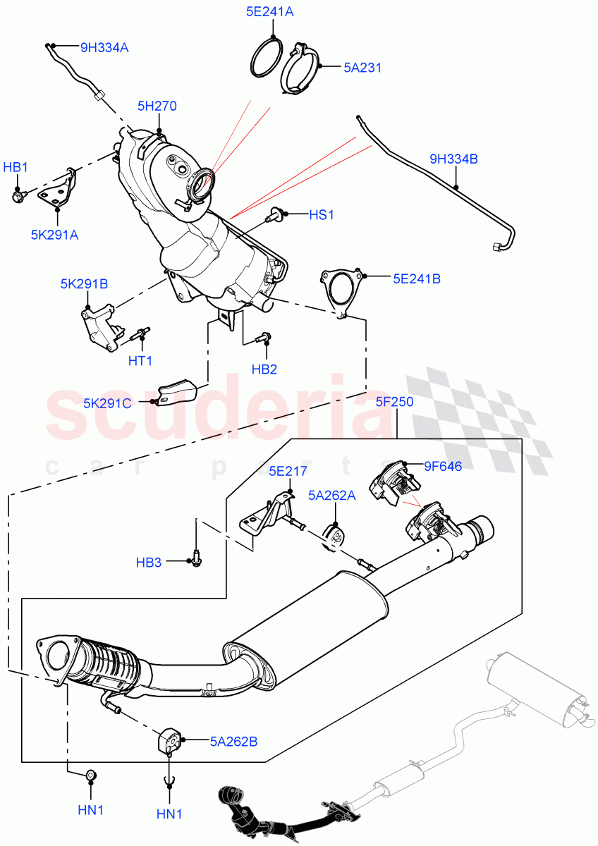 Front Exhaust System(2.0L AJ21D4 Diesel Mid,J-WLTP Emission,Halewood (UK),EU6D - Final (Diesel) Emission,Bharat VI Emission,L7 Emission - Brazil)((V)FROMMH000001) of Land Rover Land Rover Discovery Sport (2015+) [2.0 Turbo Diesel AJ21D4]