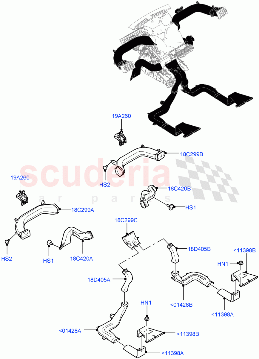 Air Vents, Louvres And Ducts(Internal Components)(Itatiaia (Brazil),Less Head Up Display)((V)FROMGT000001) of Land Rover Land Rover Discovery Sport (2015+) [2.0 Turbo Petrol AJ200P]