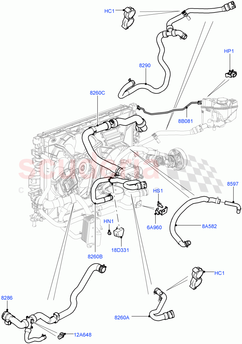 Cooling System Pipes And Hoses(2.0L 16V TIVCT T/C Gen2 Petrol,2.0L 16V TIVCT T/C 240PS Petrol)((V)FROMEH000001) of Land Rover Land Rover Range Rover Evoque (2012-2018) [2.0 Turbo Petrol GTDI]