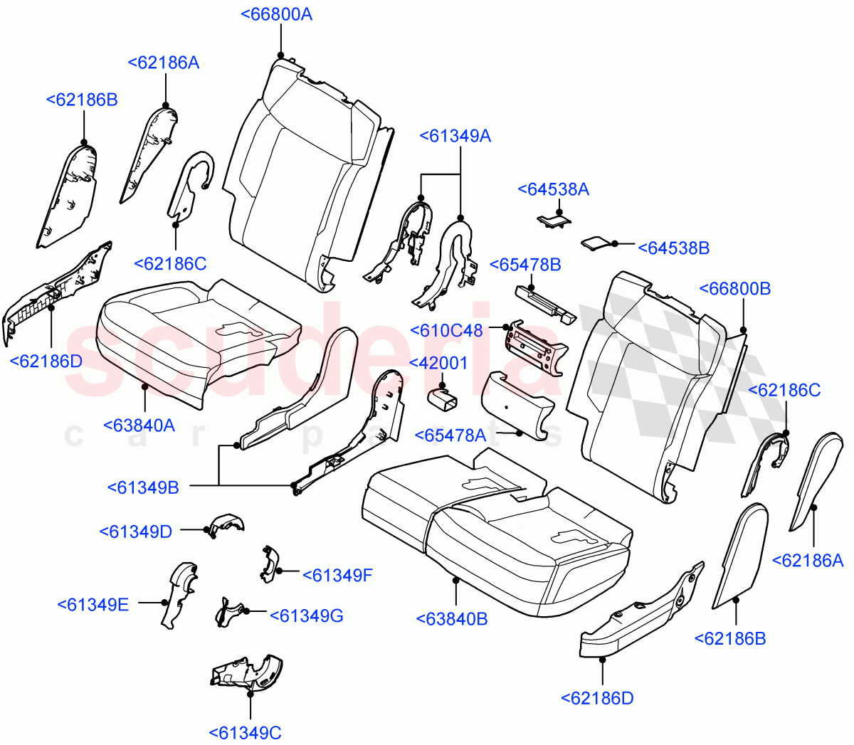 Rear Seat Pads/Valances & Heating(Pads/Valances)(With 60/40 Power Fold Thru Rr Seat,60/40 Load Through With Slide) of Land Rover Land Rover Range Rover (2022+) [3.0 I6 Turbo Petrol AJ20P6]