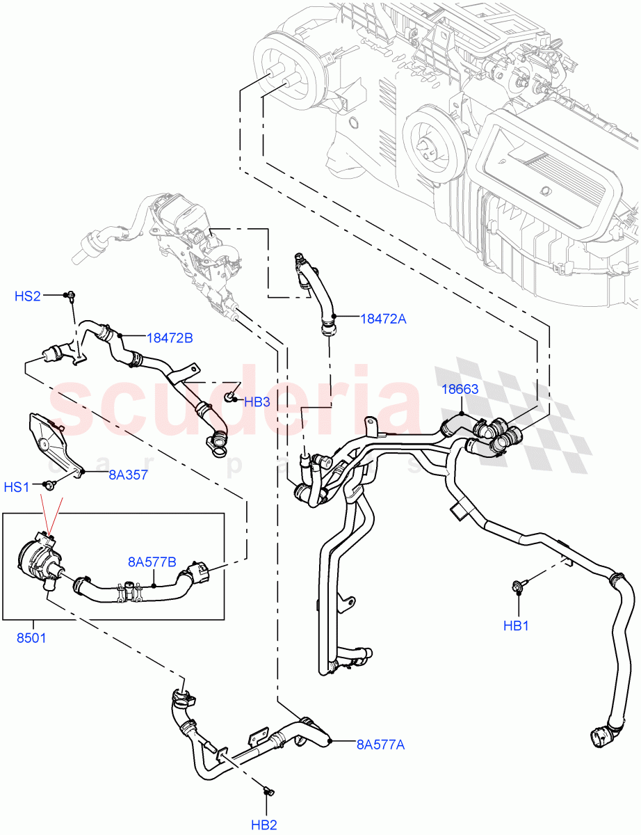 Heater Hoses(Nitra Plant Build)(3.0L AJ20P6 Petrol High,Fuel Fired Heater With Park Heat,Premium Air Conditioning-Front/Rear,Fuel Heater W/Pk Heat With Remote)((V)FROMM2000001) of Land Rover Land Rover Discovery 5 (2017+) [2.0 Turbo Petrol AJ200P]