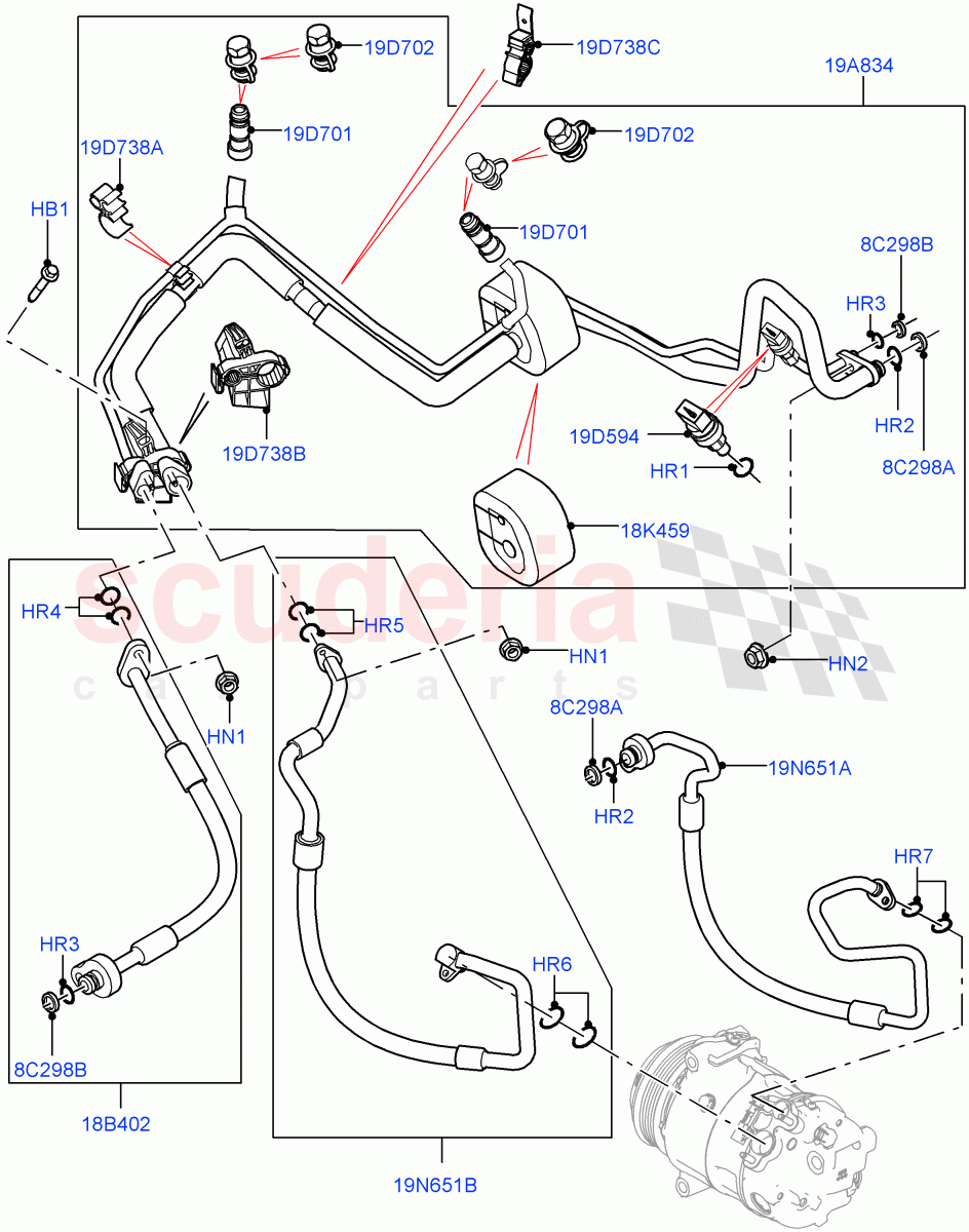 Air Conditioning System(2.0L I4 High DOHC AJ200 Petrol,Changsu (China),2.0L I4 Mid DOHC AJ200 Petrol) of Land Rover Land Rover Range Rover Evoque (2012-2018) [2.0 Turbo Petrol GTDI]