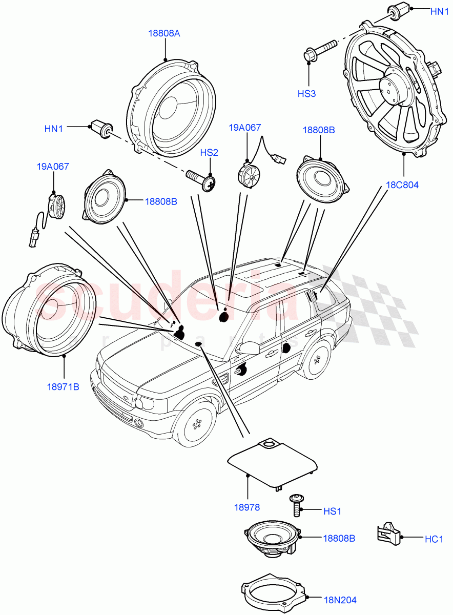 Speakers((V)TO9A999999) of Land Rover Land Rover Range Rover Sport (2005-2009) [2.7 Diesel V6]