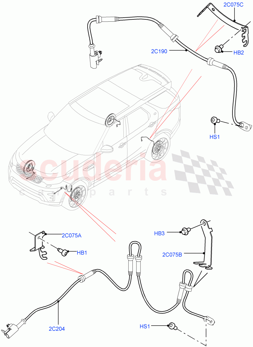 Anti-Lock Braking System (Nitra Plant Build, ABS/Speed Sensor) ((V) FROMK2000001, (V) TOL2999999) of Land Rover Land Rover Discovery 5 (2017+) [3.0 I6 Turbo Diesel AJ20D6]